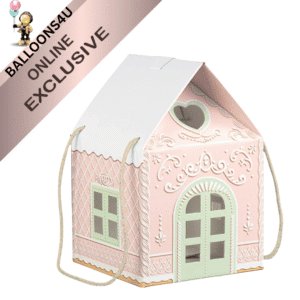 Exclusive Official Pink Christmas House Snow Roof Gift Box with Handles (30Pk)