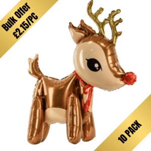 Party Deco 24 inch Standing Reindeer Foil Balloon (10 Pack)
