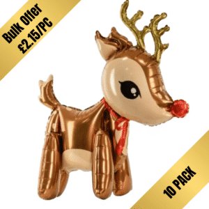 Party Deco 24 inch Standing Reindeer Foil Balloon (10 Pack)