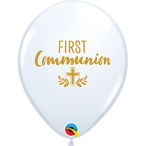 Qualatex 11 inch First Communion Cross White Latex Balloons