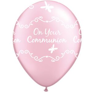 Qualatex 11 inch Pearl Pink Communion Butterflies Latex Balloons