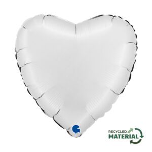 Grabo 18 inch Satin White Heart Foil Balloon