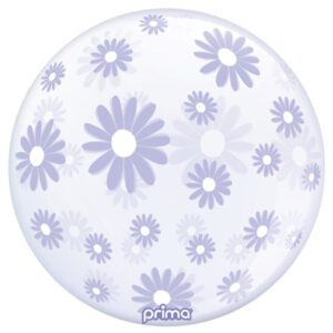 Prima 20 inch Pale Lavender Daisies Sphere Foil Balloon