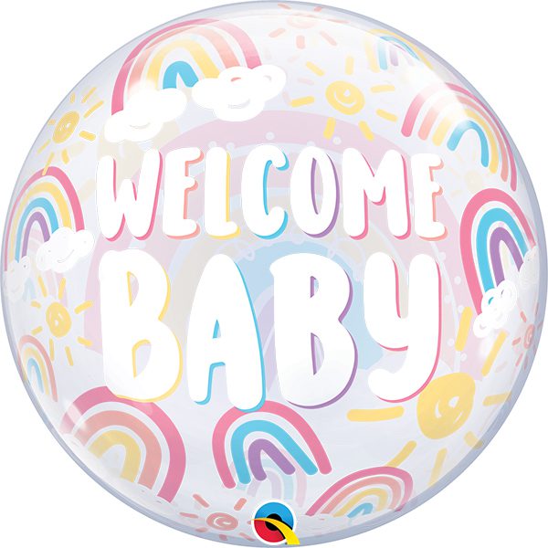 Qualatex 22 Inch Welcome Baby Boho Rainbows Deco Bubble