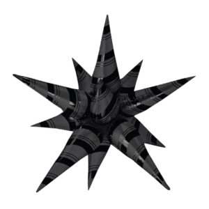 Prima 26" Matte Black Shiny Striped Starburst Foil Balloon (Air-Filled)