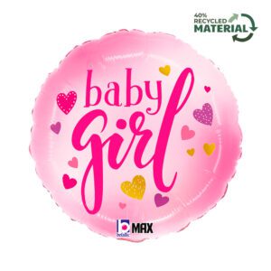 Grabo 18 inch Baby Girl Pink Hearts Foil Balloon