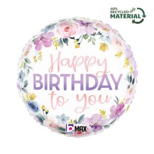 Grabo 18 inch Floral Watercolor Birthday Foil Balloon