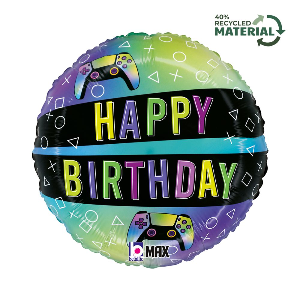 Grabo 18 inch Round Vivid Gaming Birthday Foil Balloon