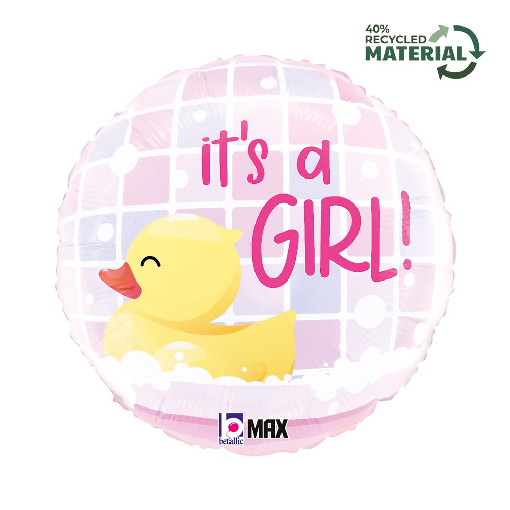 Grabo 18 inch It's A Girl Rubber Ducky Foil Balloon