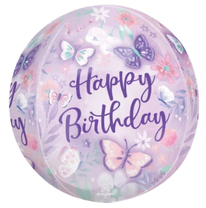 Anagram 16 inch Flutters Happy Birthday Orbz Foil Balloon