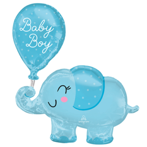 Anagram 31 inch Baby Boy Elephant Foil Balloon