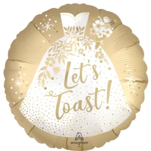 Anagram 18 inch Satin Gold Lets Toast Wedding Foil Balloons