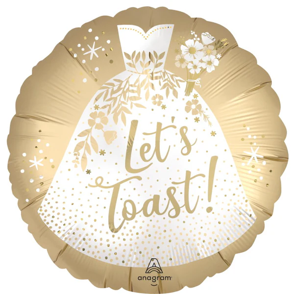 Anagram 18 inch Satin Gold Lets Toast Wedding Foil Balloons