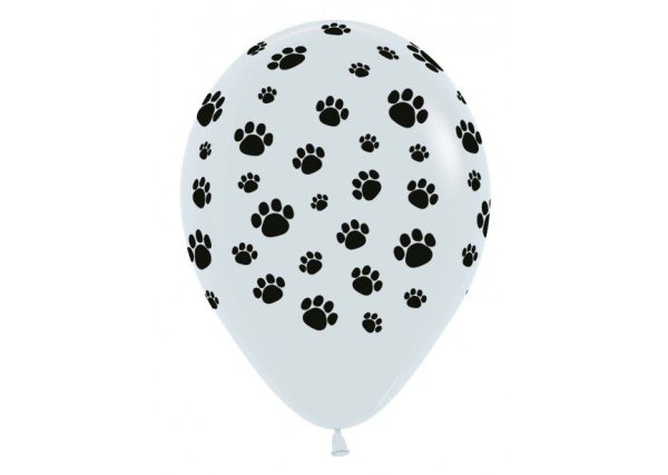Sempertex 12 inch White Paws Print Latex Balloons