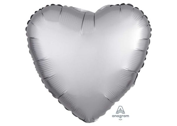 Anagram 18 inch Satin Luxe Platinum Heart Foil Balloon