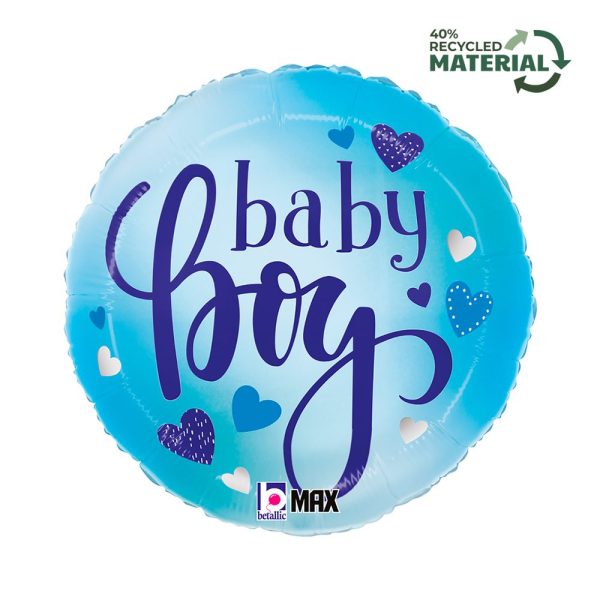 Grabo 18 inch Baby Boy Blue Hearts Foil Balloon