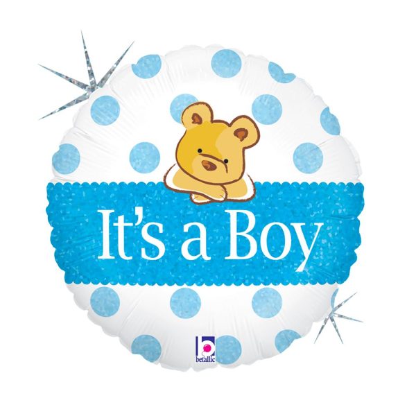 Grabo 18 inch Baby Boy Big Heart Bear Foil Balloon