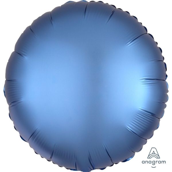 Anagram 18 inch Satin Luxe Azure Blue Round Foil Balloon