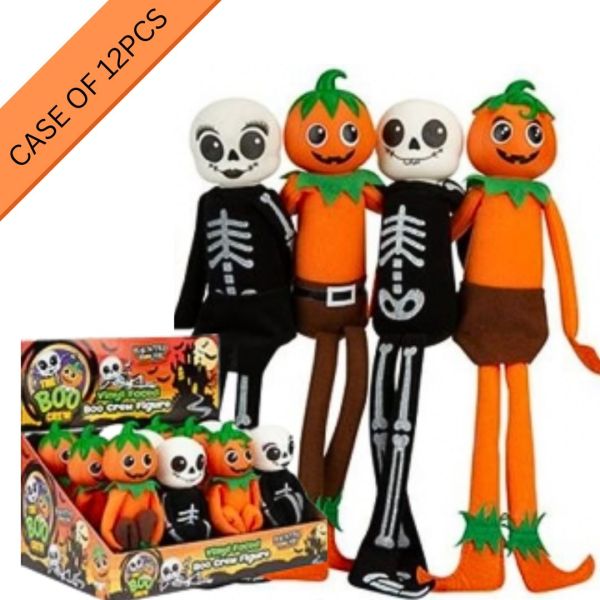 Boo Crew Dolls 12 inch Long Leg Mrs Skelly Boo & Mrs Pumpkin Boo Case of 12