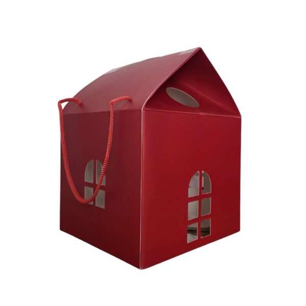 Dark Red Elf Arrival House Box with Handles (12pk)