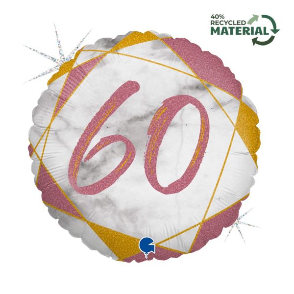 Grabo 18 inch Marble Mate Rose Gold Age 60 Foil Balloon