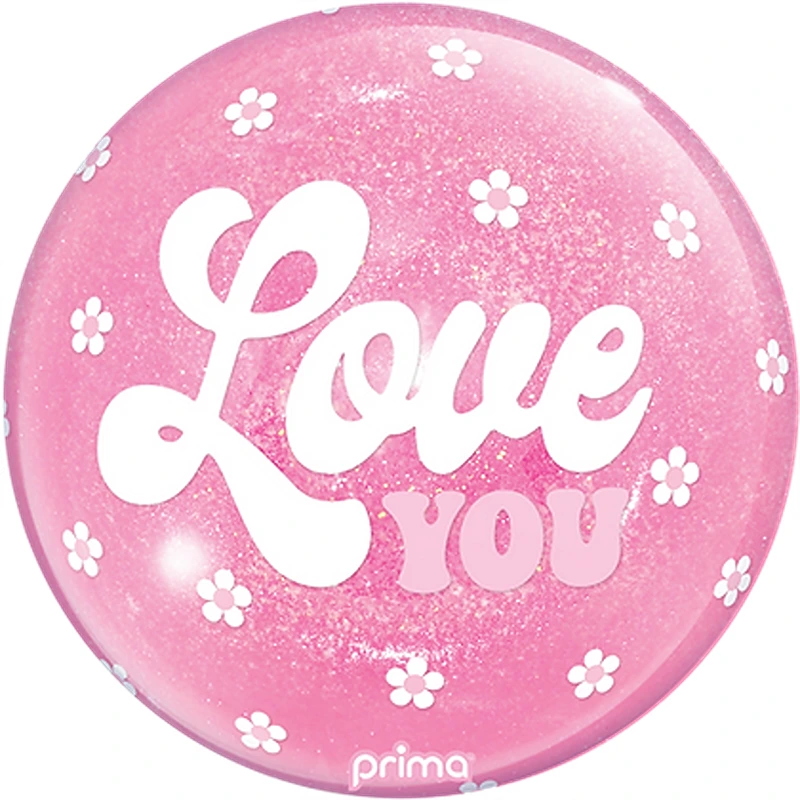 Prima 10 inch Love You Flowers Light Pink Glitter Sphere Foil Balloon (Air Filled)