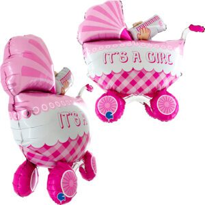 Grabo 33 inch It's A Girl Buggy Shape 3D Balloon