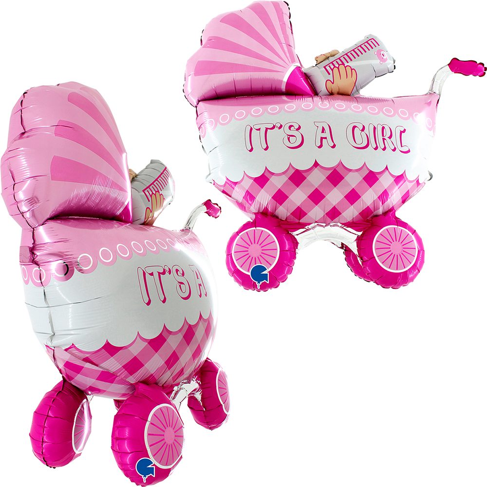 Grabo 33 inch It's A Girl Buggy Shape 3D Balloon