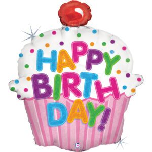 Grabo 24 inch Happy Birthday Cupcake Foil Balloon