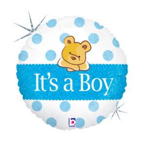 Grabo 18 inch Baby Boy Big Heart Bear Foil Balloon