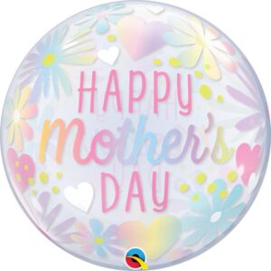 Qualatex 22 inch Mother's Day Floral Pastel Bubble Balloon