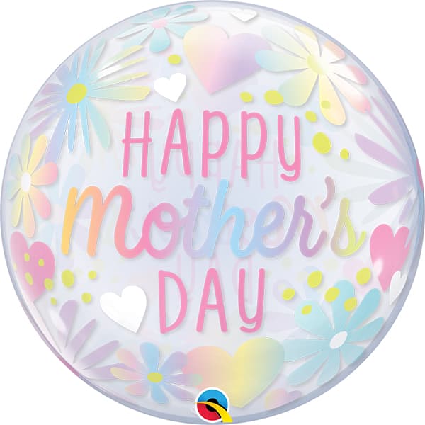 Qualatex 22 inch Mother's Day Floral Pastel Bubble Balloon