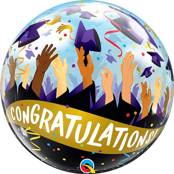 Qualatex 22 inch Graduation Congratulations Grad Caps Bubble Balloon