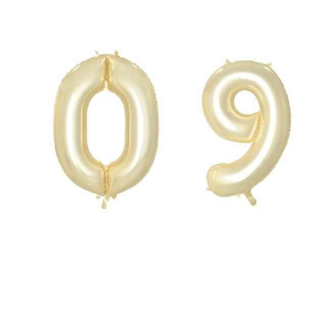 Alpen Decrotex 34" Luxe Gold Number Balloon Set – 0 to 9 (10-Pack)
