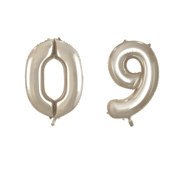 Alpen Decrotex 34" Champagne Number Balloon Set – 0 to 9 (10-Pack)