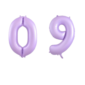 Alpen Decrotex 34" Matte Pastel Lilac Number Balloon Set – 0 to 9 (10-Pack)