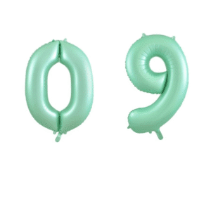 Alpen Decrotex 34" Matte Pastel Mint Number Balloon Set – 0 to 9 (10-Pack)