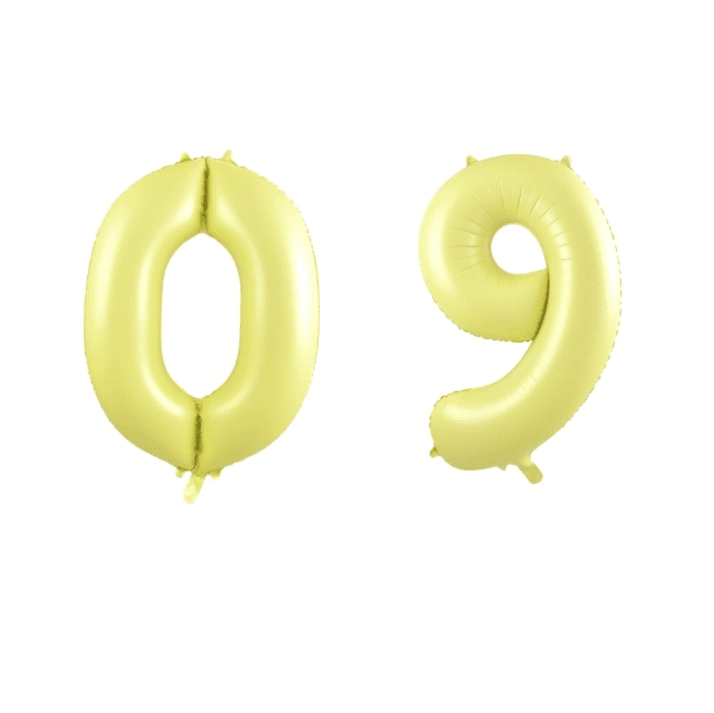 Alpen Decrotex 34" Matte Pastel Yellow Number Balloon Set – 0 to 9 (10-Pack)