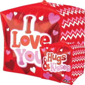 Anagram 15 inch I Love You Hugs and Kisses Ultrashape Cubez Foil Balloon