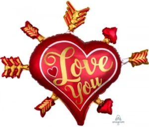 Anagram 34 inch Satin Heart Love You Supershape Foil Balloon