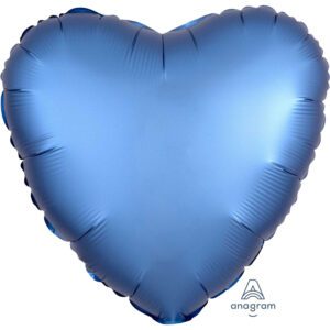 Anagram 18 inch Satin Luxe Azure Blue Heart Foil Balloon