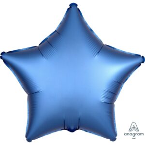 Anagram 18 inch Satin Luxe Azure Blue Star Foil Balloon