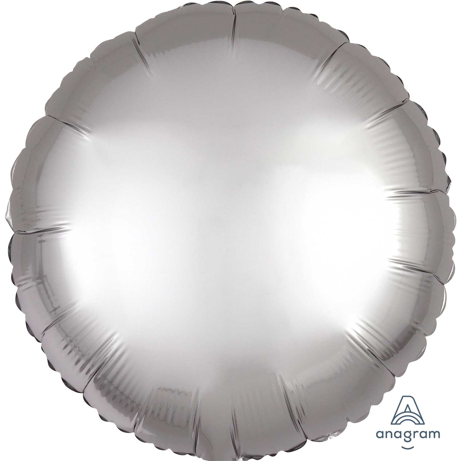 Anagram 18 inch Satin Luxe Platinum Round Foil Balloon