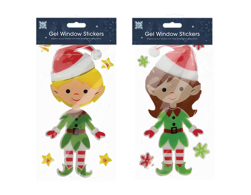 Christmas Elf Gel Window Sticker (2pk)