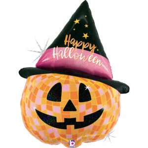 Grabo 33 inch Halloween Disco Pumpkin Glittergraphic Foil Balloon