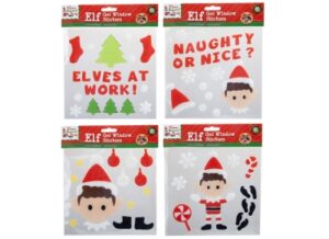 20cm x 20cm Elf Gel Window Sticker 4 Assorted