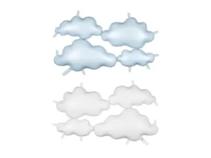 Party Deco 39 inch Light Blue & White Double Sided Clouds Backdrop Foil Balloon