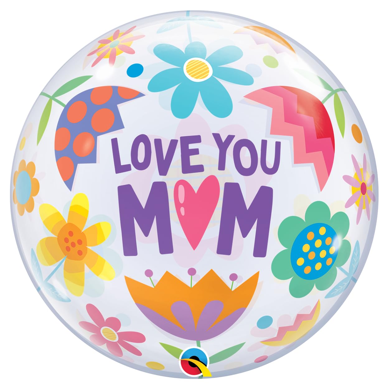 Qualatex 22 inch Love You M(Heart)M Flowers Bubble Balloon