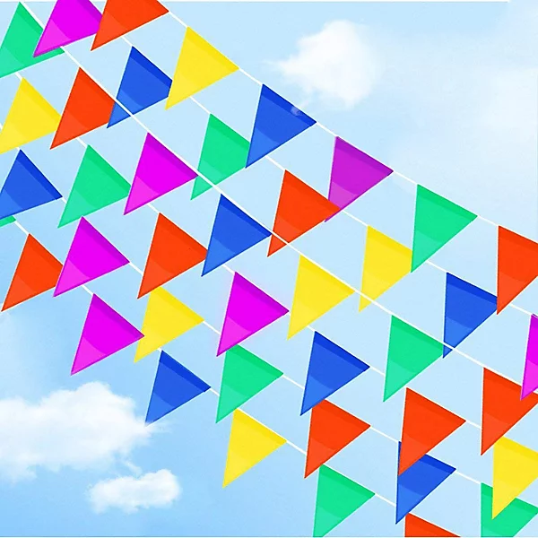 5 Plain Colour Party Bunting 10 Metre 20 Flags