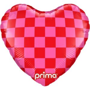 Prima 9 inch Red & Pink Checker Heart Foil Balloon (6)